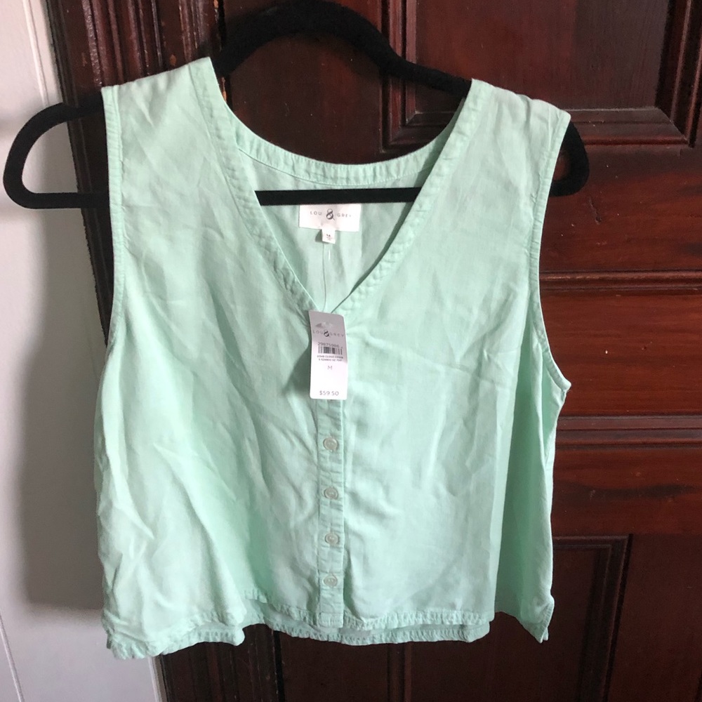 Brand NWT Lou & Grey Button Up Linen Mint Camisole